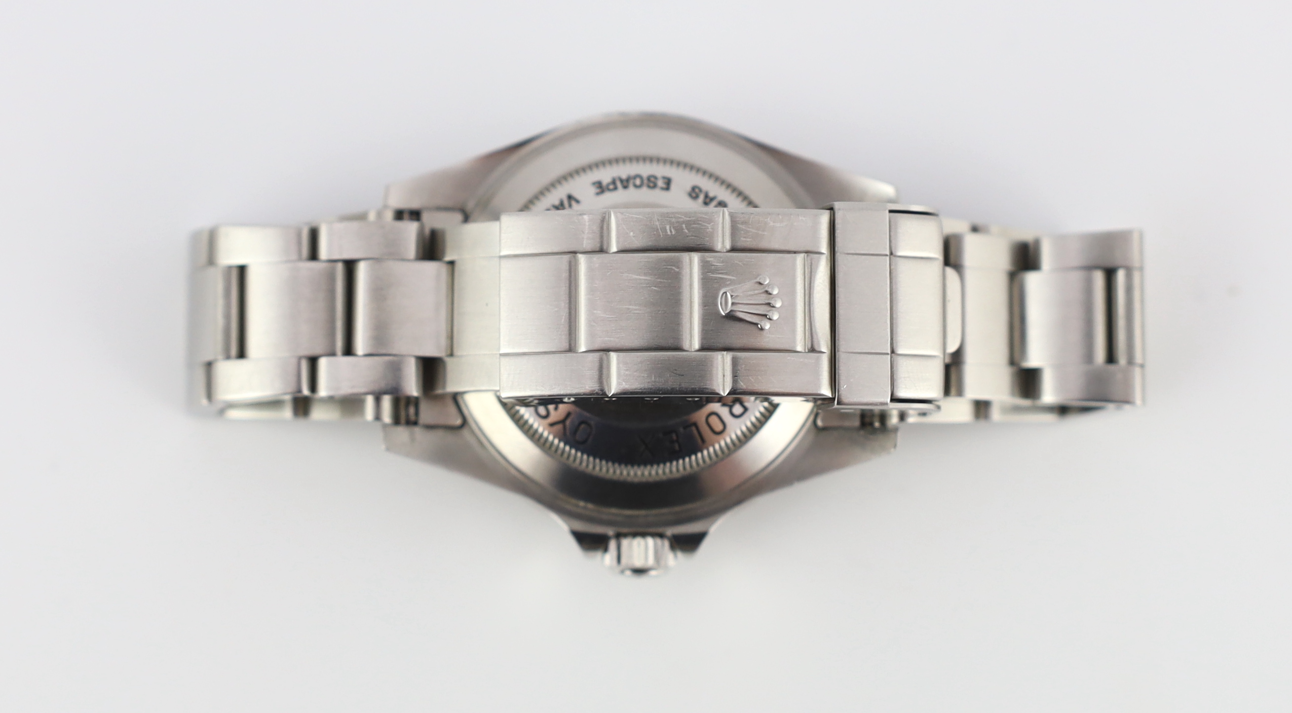 A gentleman's 2005 stainless steel Rolex Oyster Perpetual Sea Dweller wrist watch, on a stainless steel Rolex bracelet